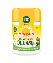 Minisun D-vitamiini Oliiviöljy 100 mikrog 100 kaps